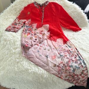 Asymmetrical quarter sleeve blouse